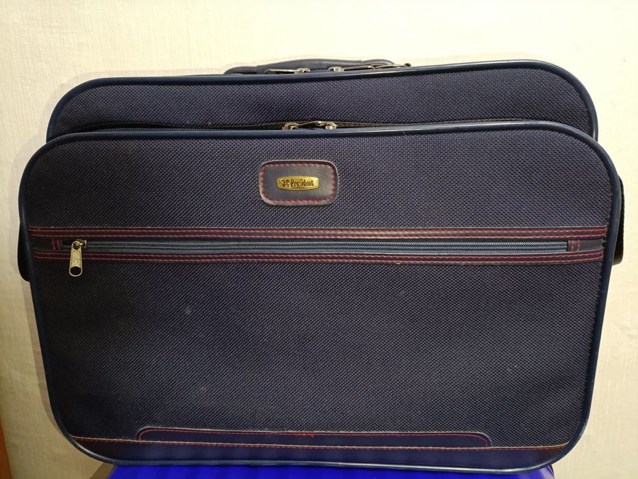 Валіза чоловіча фірмова PRESIDENT темносиня ділова ручна наплечний рем