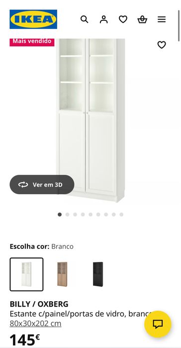 Estante c/ portas de vidro ikea - Billy/Oxberg