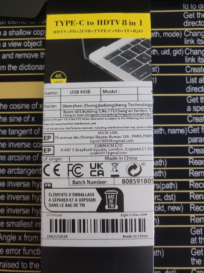 Adaptador Type-C to HDTV 8 IN 1
