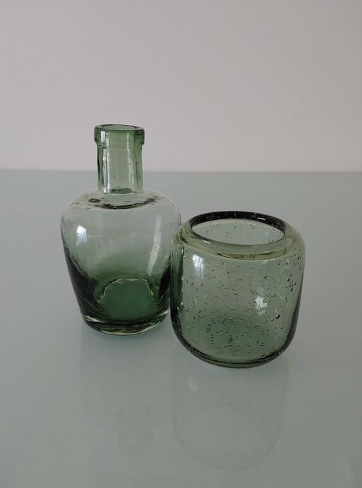 Porta-velas e Garrafa em vidro