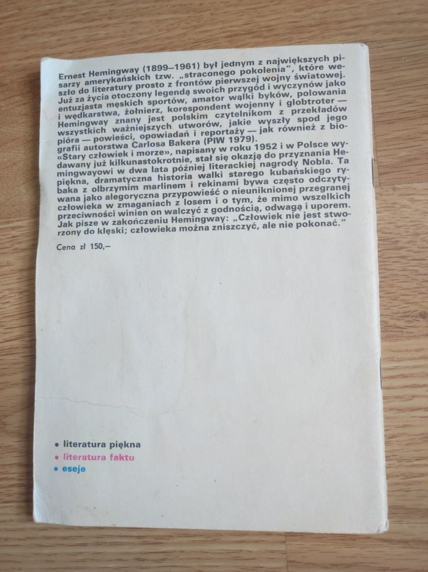 Książka Stary człowiek i morze Ernest Hemingway