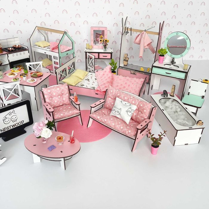 Меблі для ляльок Барбі Великий набір мебель для кукол Будинок Барбі