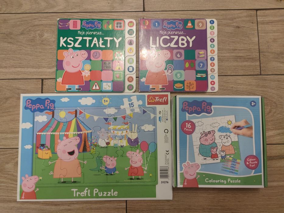 Zestaw Świnka Peppa książeczki i puzzle kompletne