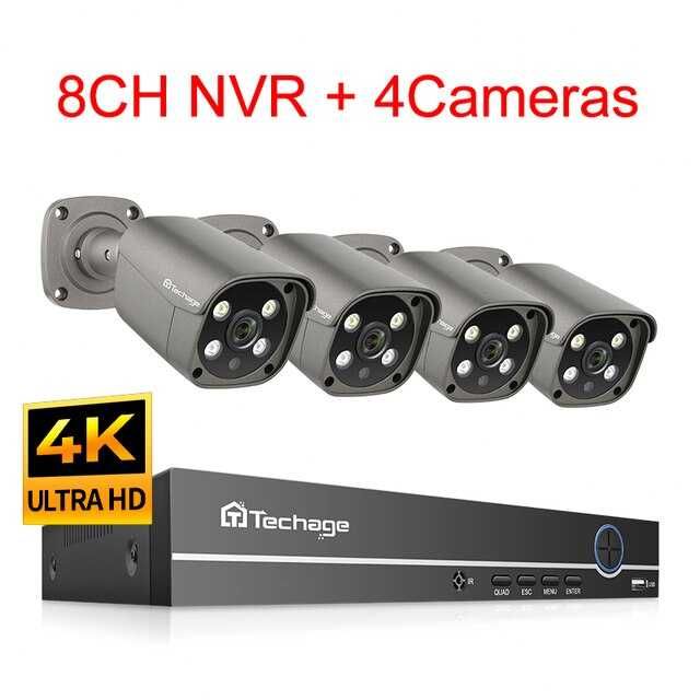 Kit Vigilância 4 câmaras POE 8MP 4K * Deteção Movimento * APP Grátis