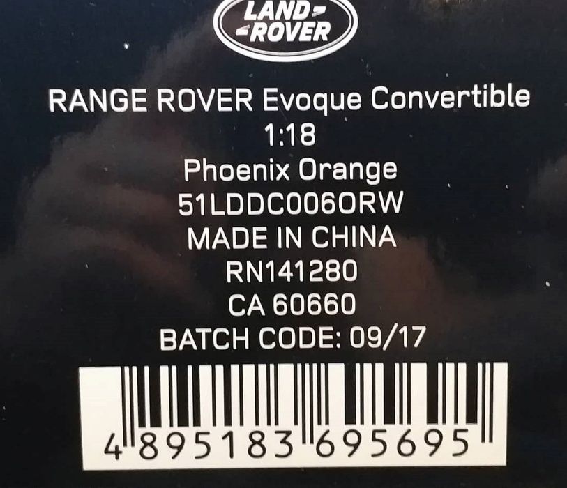 1/18 Range Rover Evoque Convertible - Top Speed