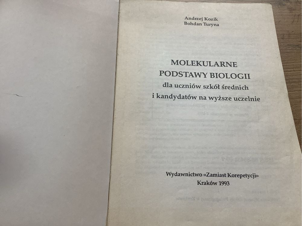 Molekularne podstawy biologii Kozik Turyna