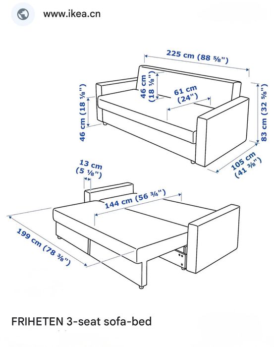 Sofá-cama 3 lug.IKEA FRIHETEN (usado)