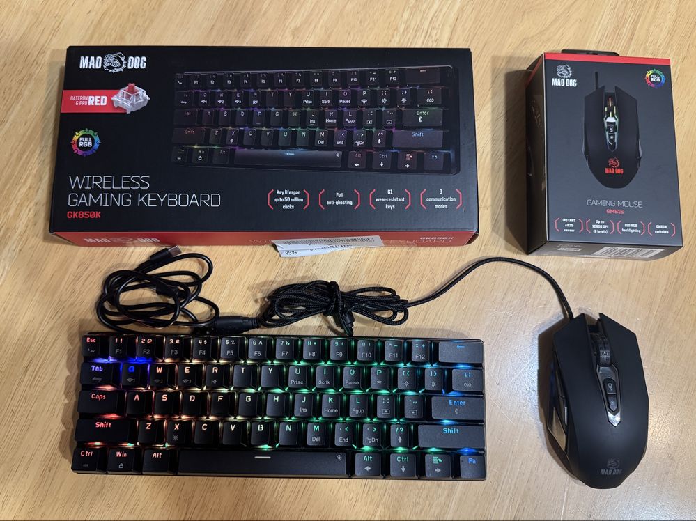 Komplet Gamingowy MadDog Klawiatura GK850K + Mysz GM515 + Podkladka
