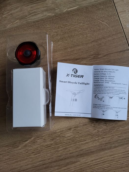 Światło rowerowe tylne, okrągłe, USB C