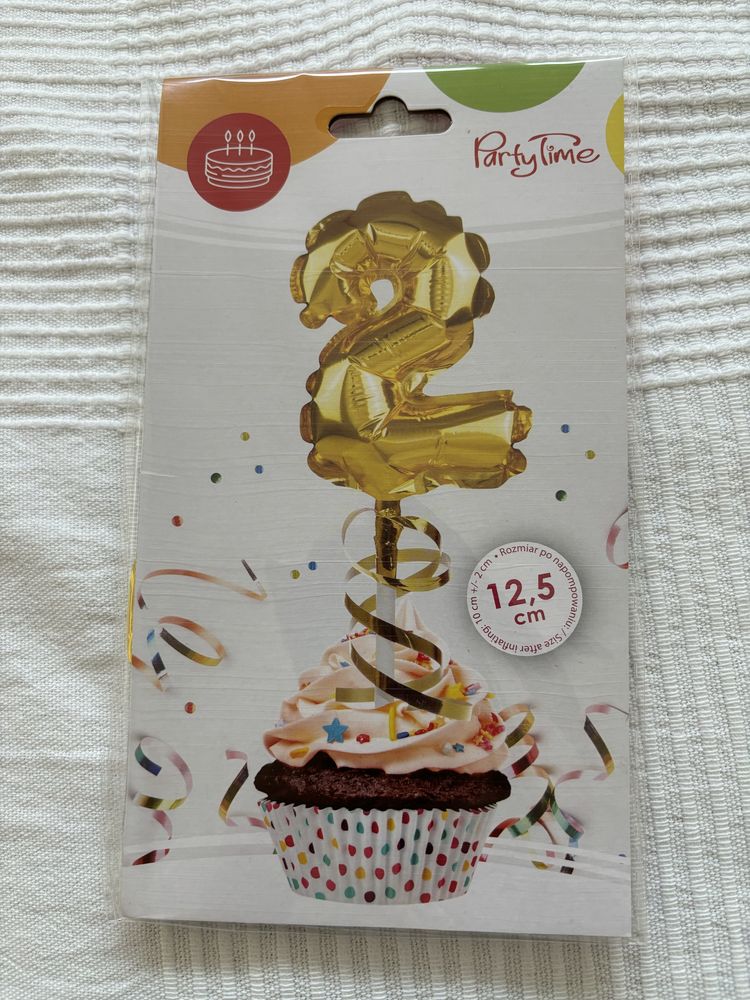 Balon złoty na patyku „2”