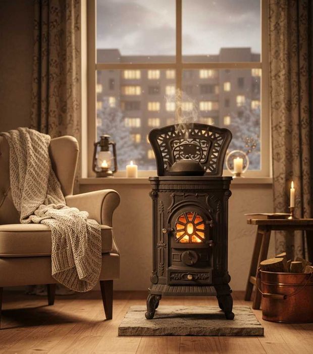 Дровяная печь чугунная 9кВт камин буржуйка отопление до 90м2