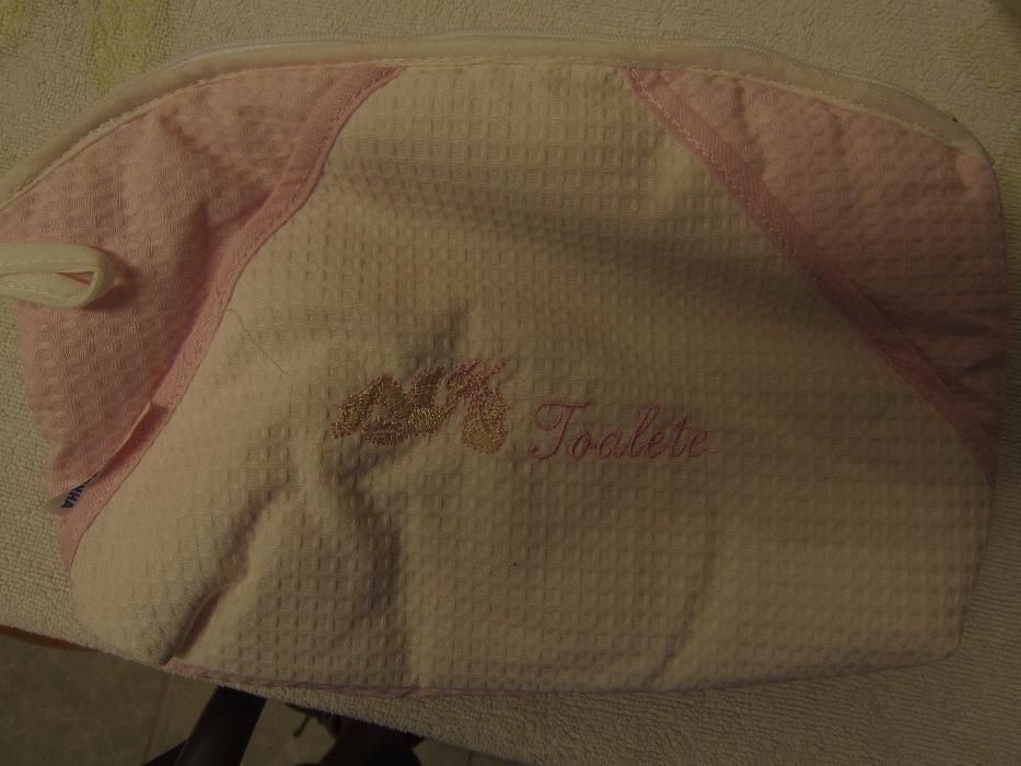 Saco de Bébé Criações Cegonha Rosa e Branco 27cm x 19cm Novo