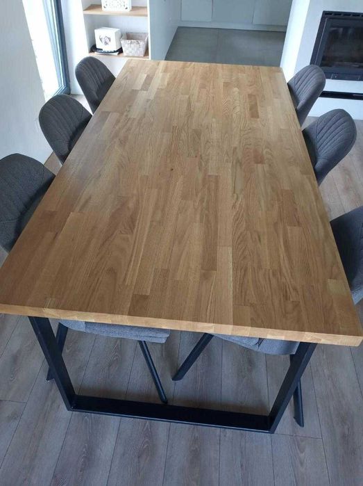Stół drewniany dębowy 120x80x3 loft metalowe nogi salon