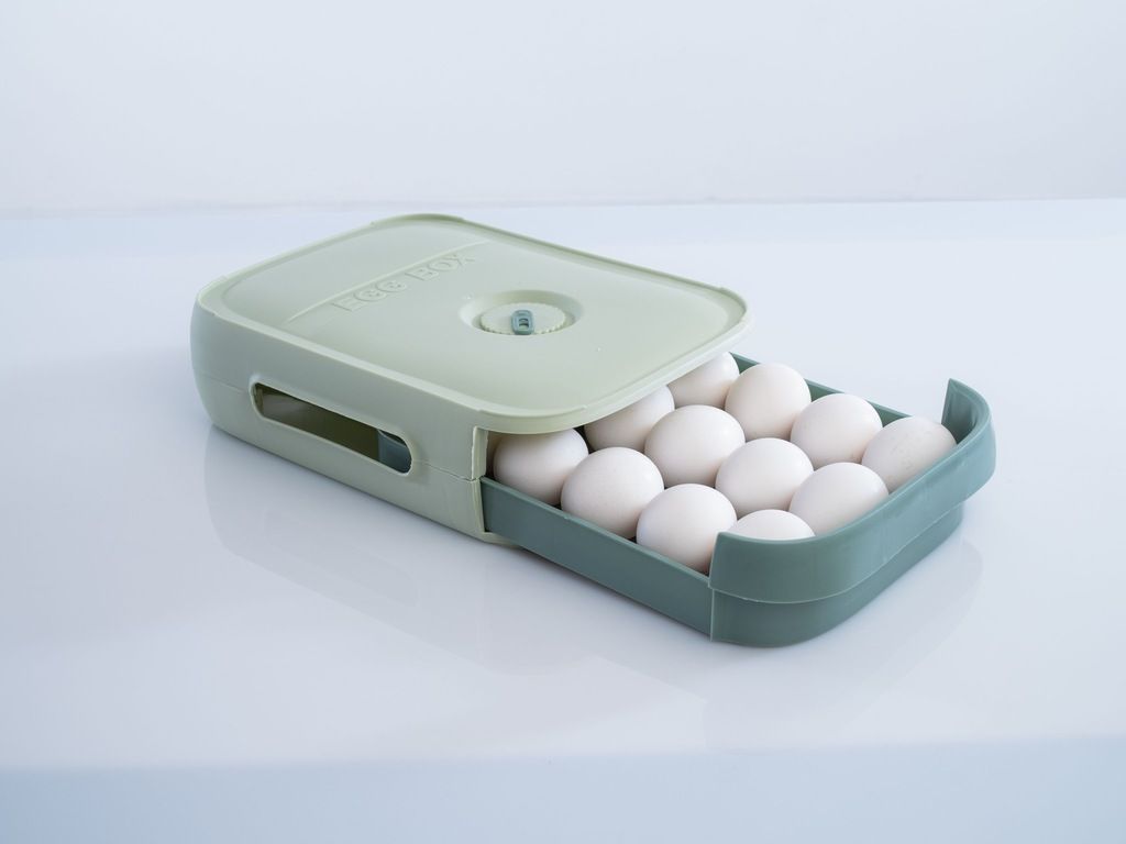 Pojemnik na jajka do lodówki z datownikiem na 21 jajek pudełko zielone