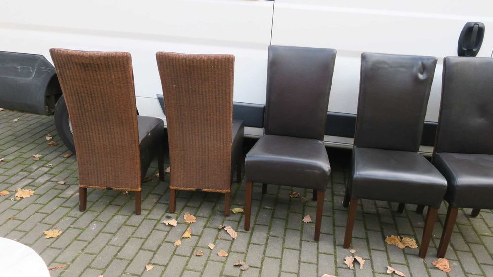 Krzesła ratan skóra eco - 5 sztuk