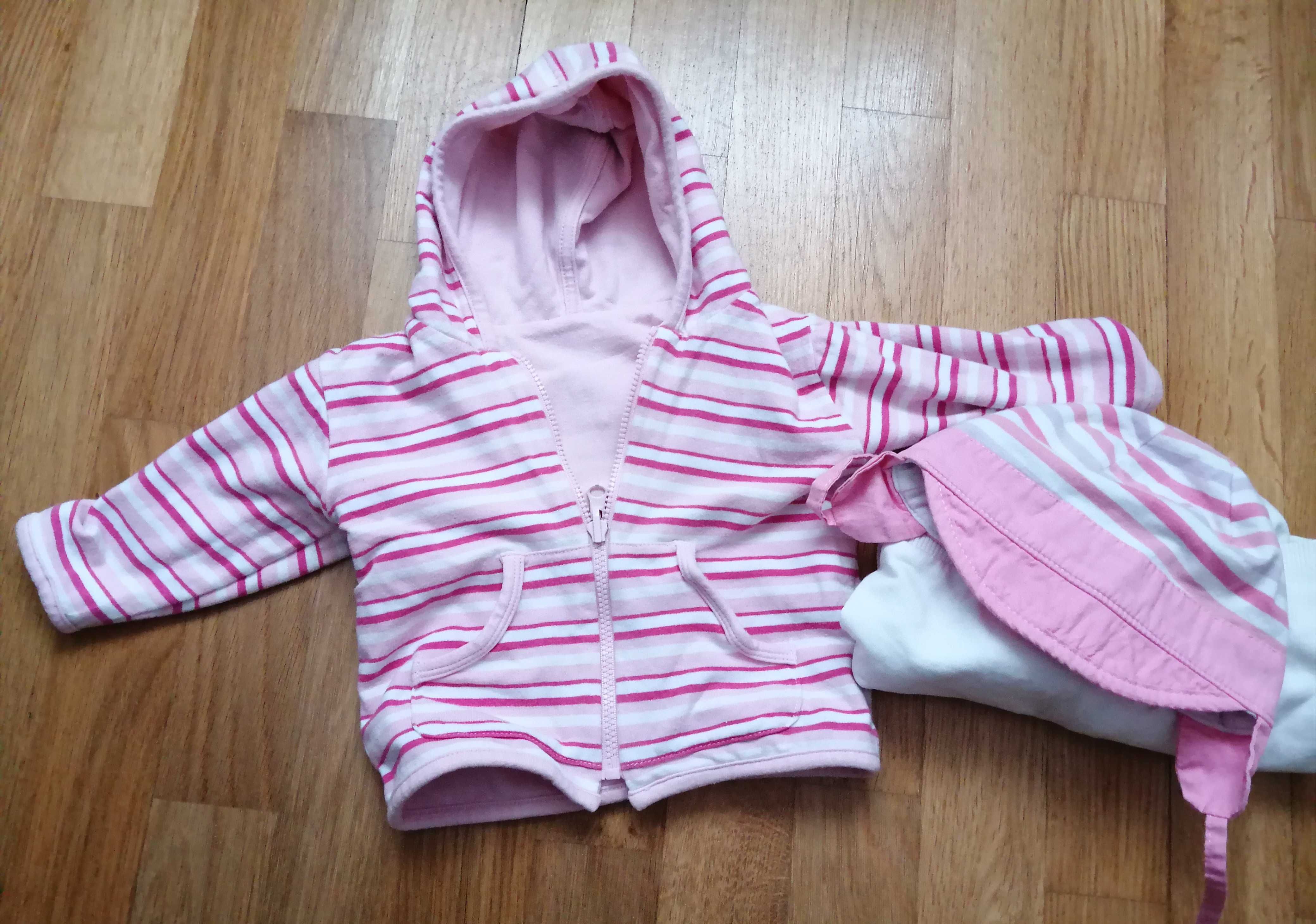 Dwustronna bluza/kurteczka dla niemowlaka r. 62-68 + bluza i czapeczka