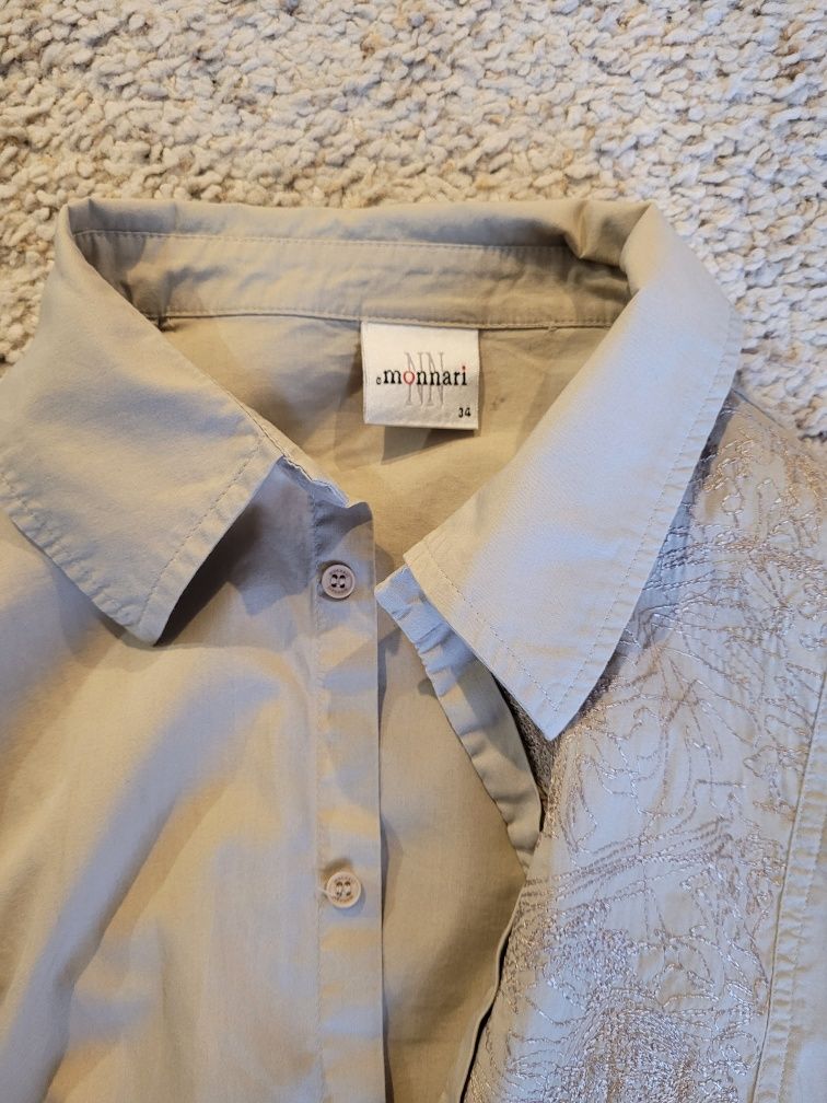 Bezowa koszula ze zdobieniem monnari vintage bluzka top cute