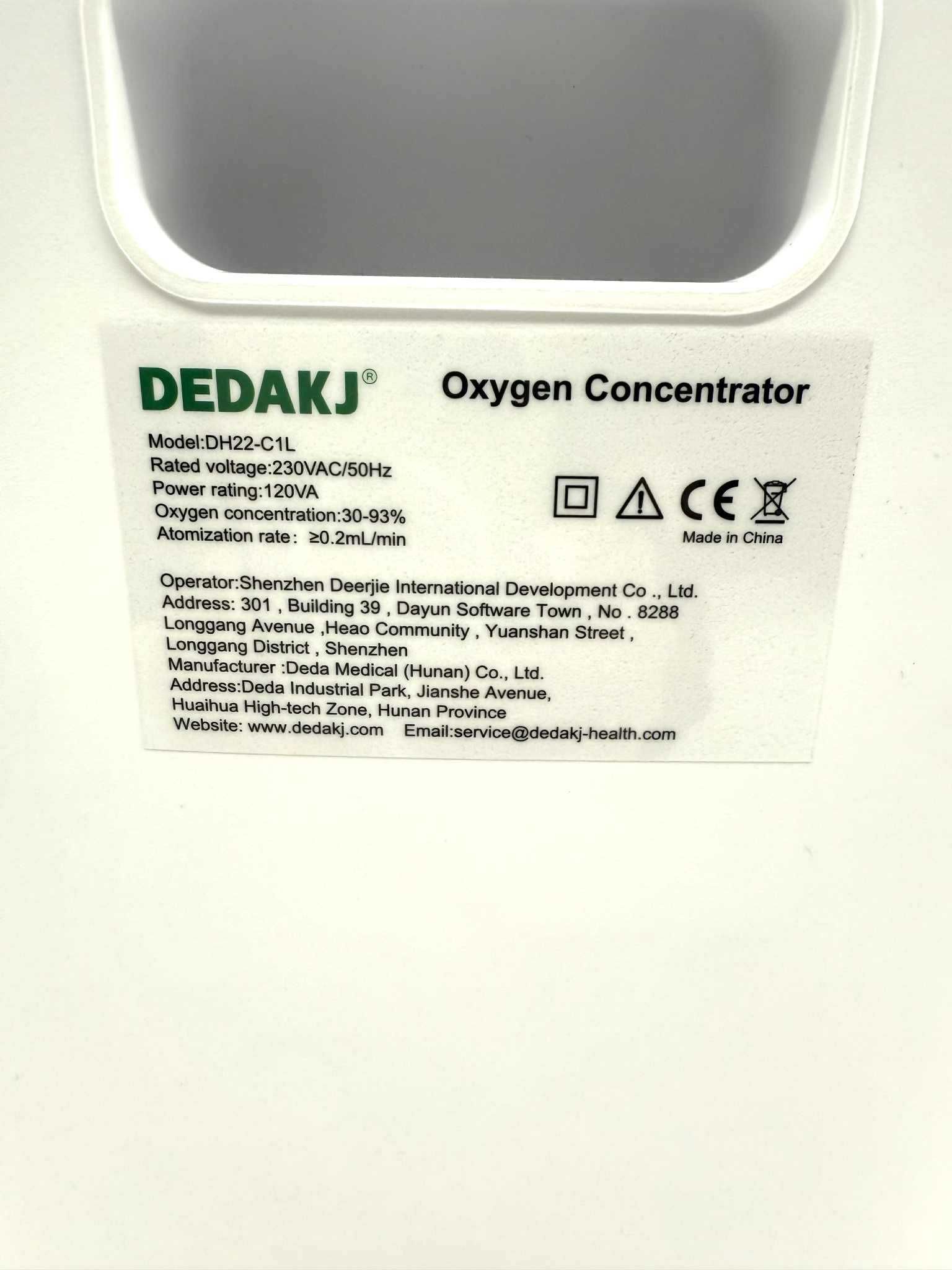 Koncentrator tlenu Dedakj DH22-C1L 1-7L/M tlenoterapia generator