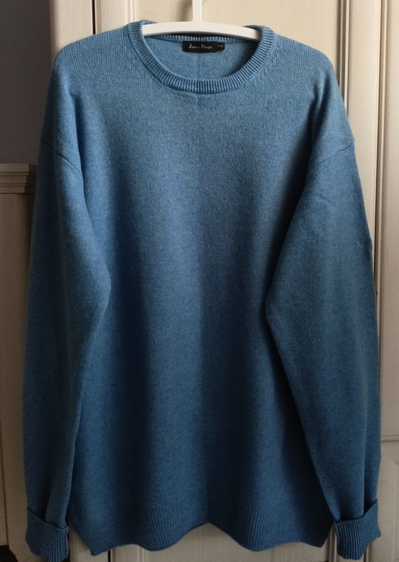 3xl 4xl 5xl 6xl oversize tall unisex wełniany sweter niebieski jak now