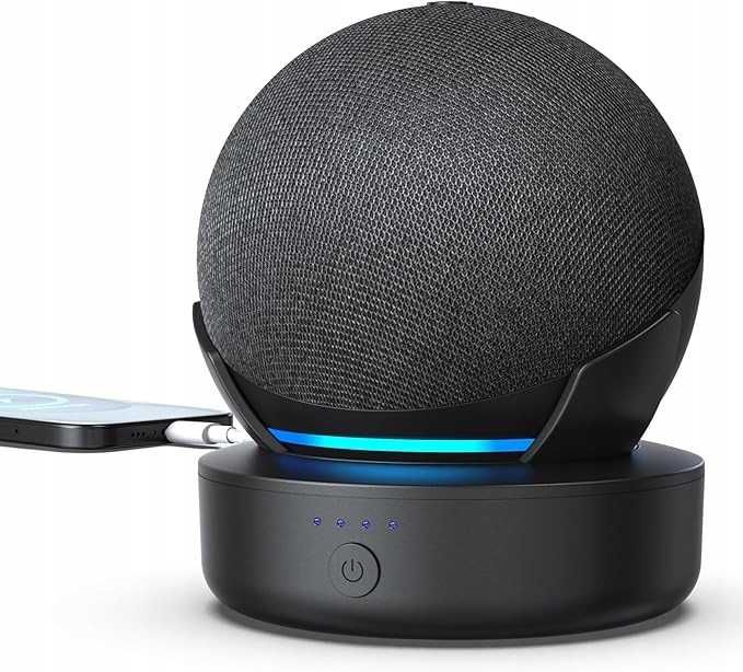 Przenośna stacja ładująca do Echo Dot 4/5 gen Pulsacc czarna 10000mAh
