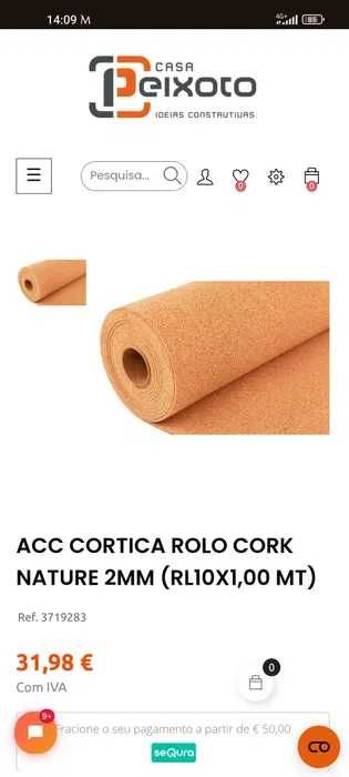 Rolo cortiça cork 2mm