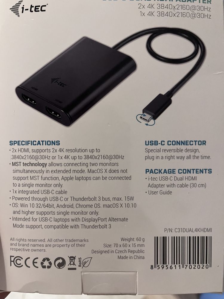 USB-c dual hdmi adapter/ stacja dokujaca