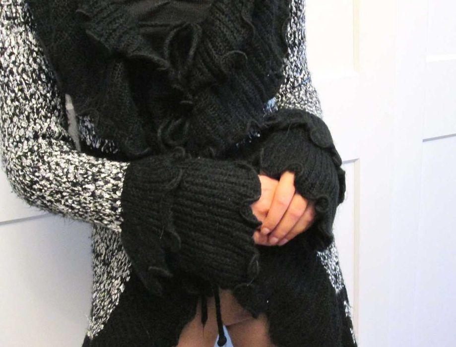 Sweter długi wiązany kardigan vintage S M 36 38