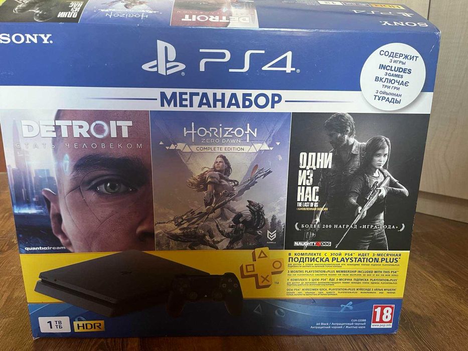 PS4 slim комплект з 3 іграми і геймпадом