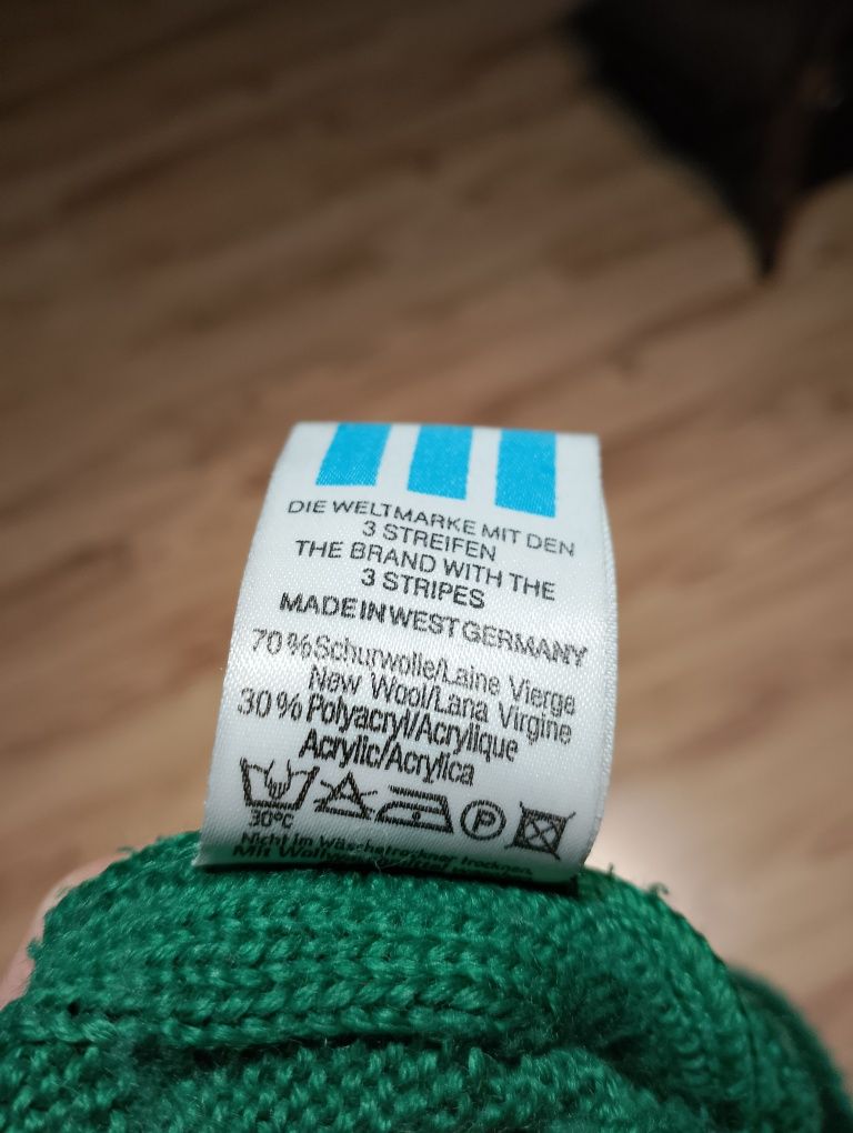Zielony Damski Wełniany Sweter Adidas Vintage 80's West Germany