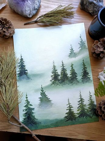 Obraz olejny las we mgle