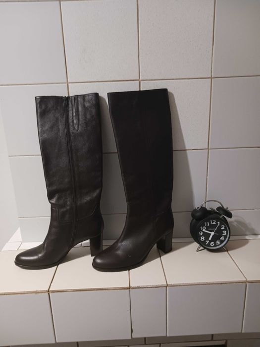 Чобітки шкіряні,темно коричневі