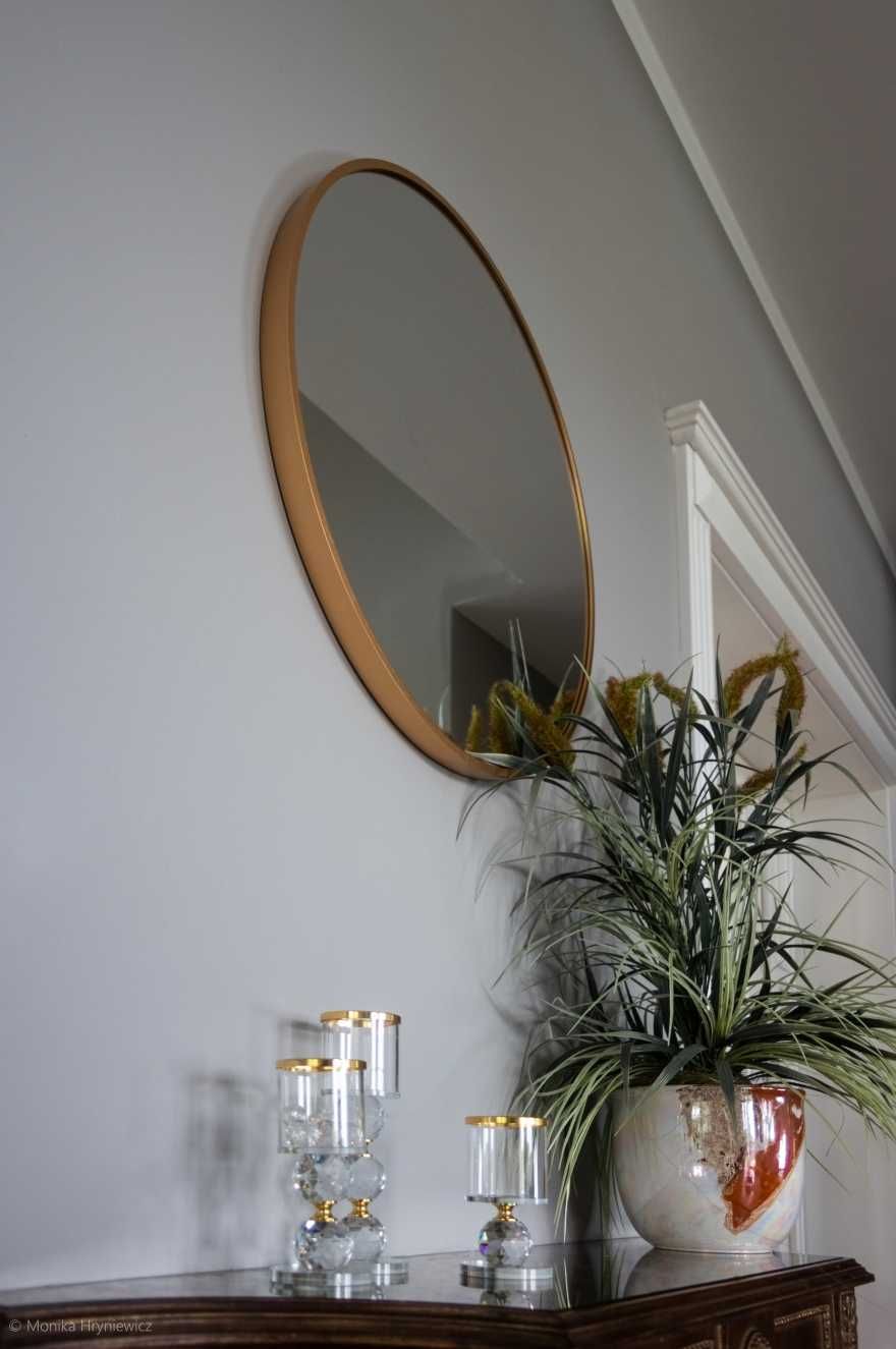 Lustro loft w okrągłej aluminiowej ramię