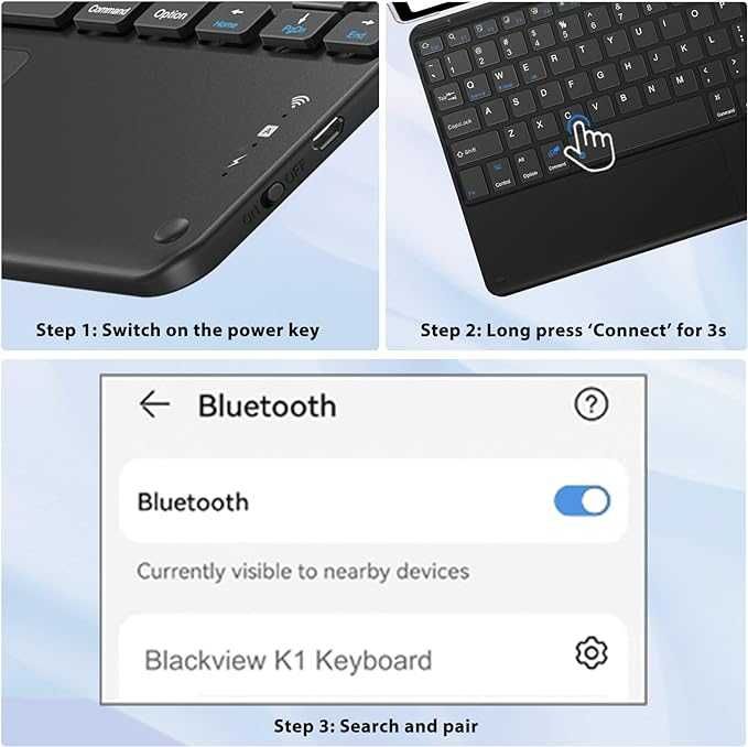 Blackview K1 Klawiatura Bluetooth z touchpadem, ultra cienka