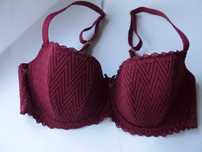 biustonosz stanik usztywniany Gorteks Juna 70d 32D bordowy koronka red