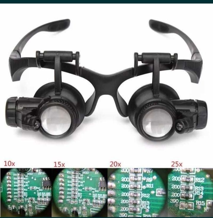 Збільшувальні окуляри з підсвіткою для дрібної мікро роботи