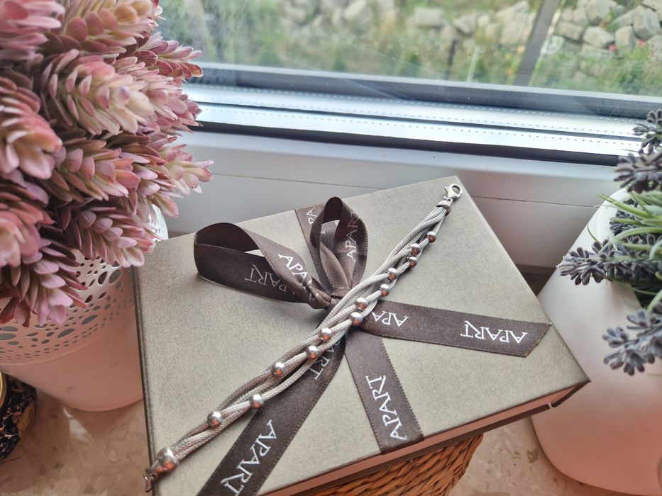 Nowa bransoletka Srebrna Apart szeroka solidna lancuch kulki kuleczki