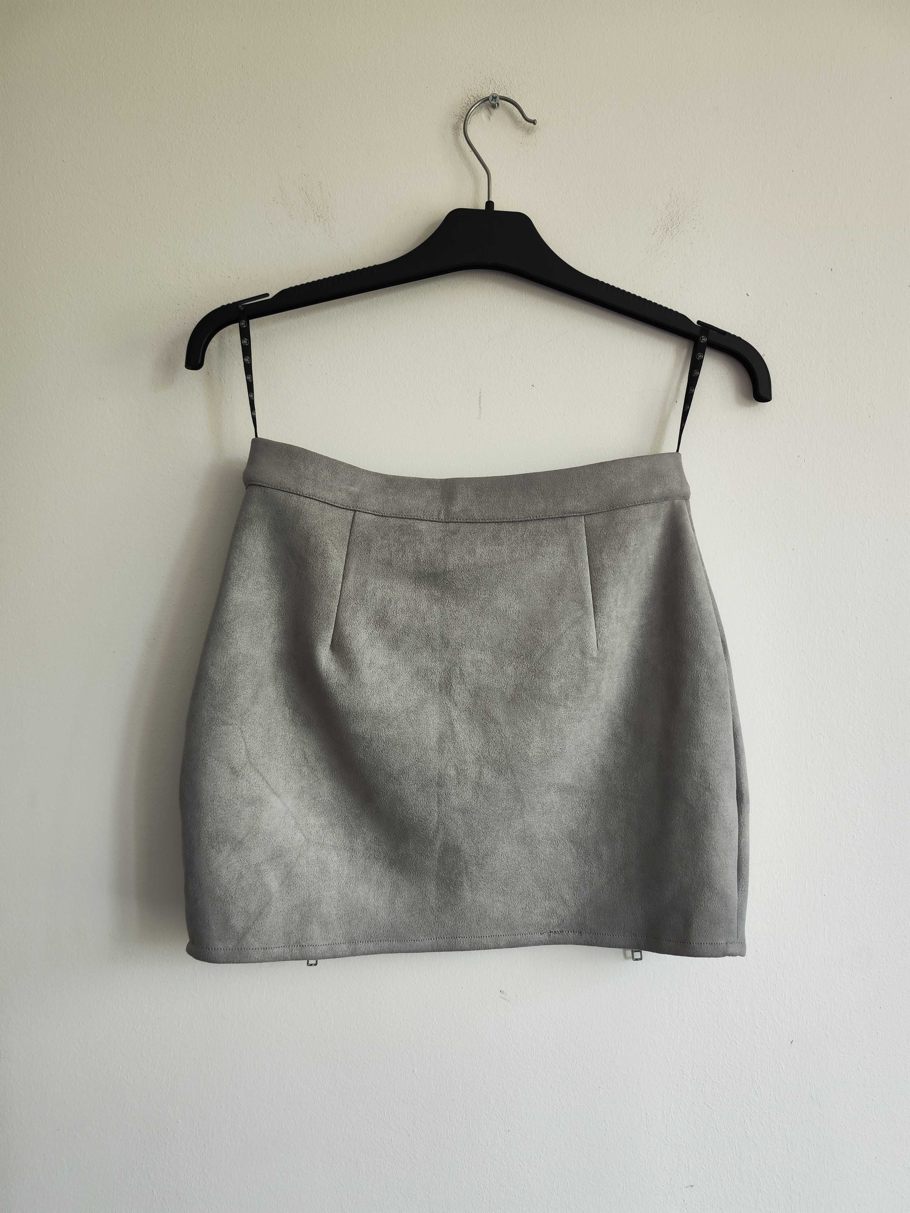 Szara zamszowa spódniczka mini S Missguided