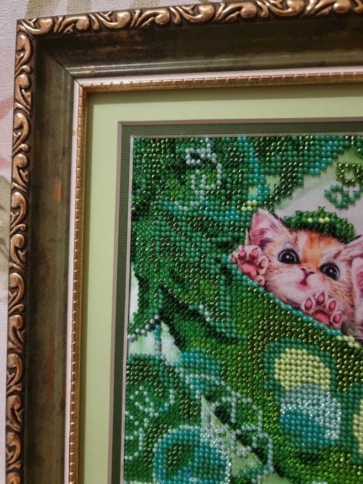 Картина Котята горошки Вышивка бисером