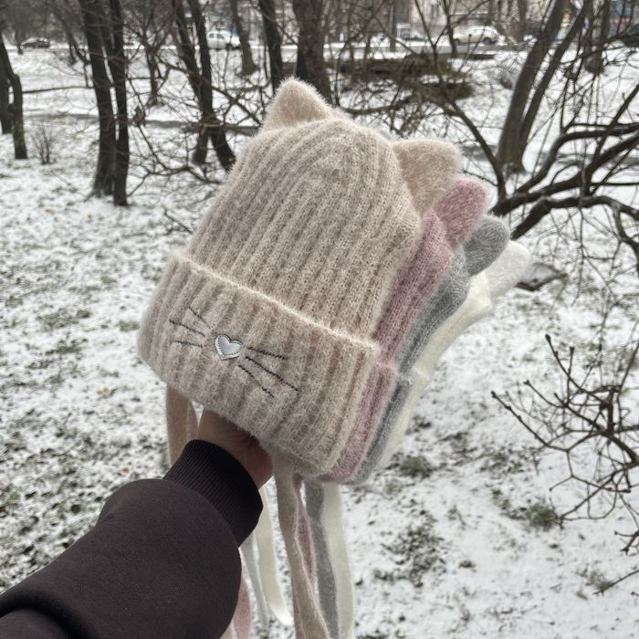 Зимовий набір шапка і хомут, тепла шапка на флісі для дівчинки 50-54