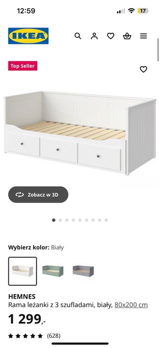 Łozko Hemnes białe 80/160x200 + 2 materace