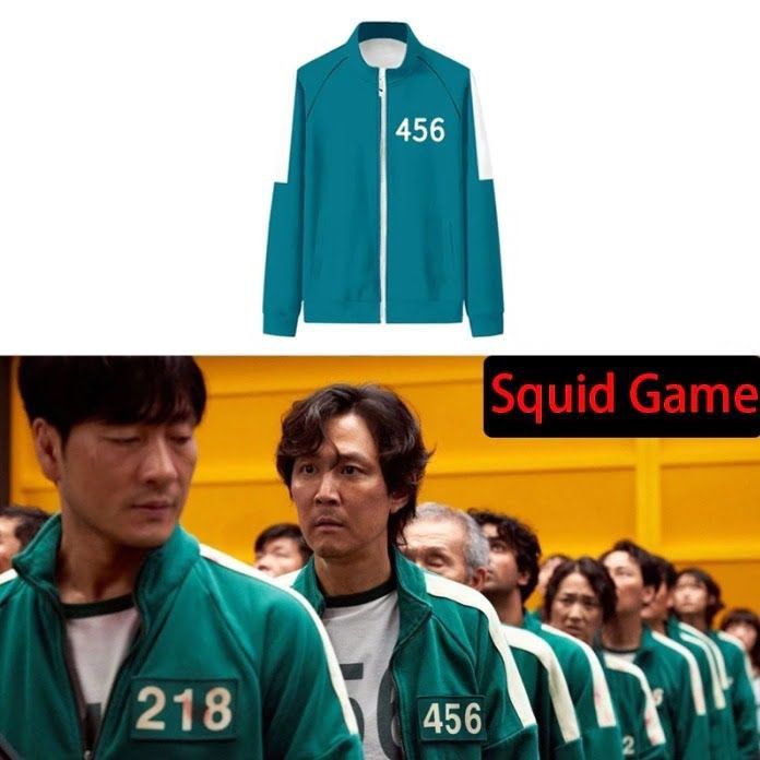 Костюм спортивный игра,гра кальмара зелёный 456 номер,game squid