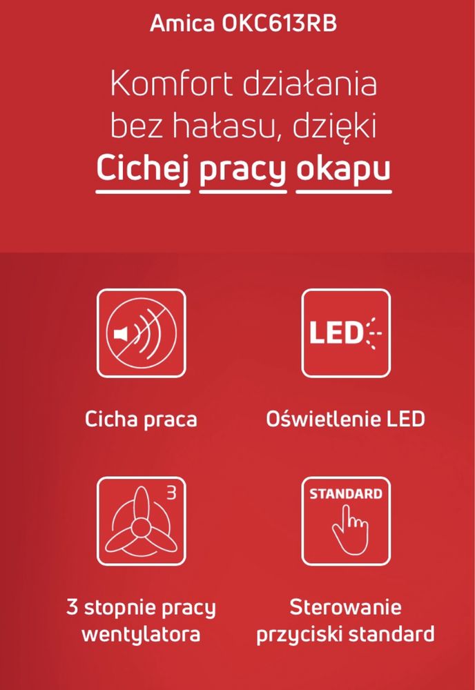 Okap Pochłaniacz Wyciąg filtr AMICA OKC613RB Antracytowy seria Retro