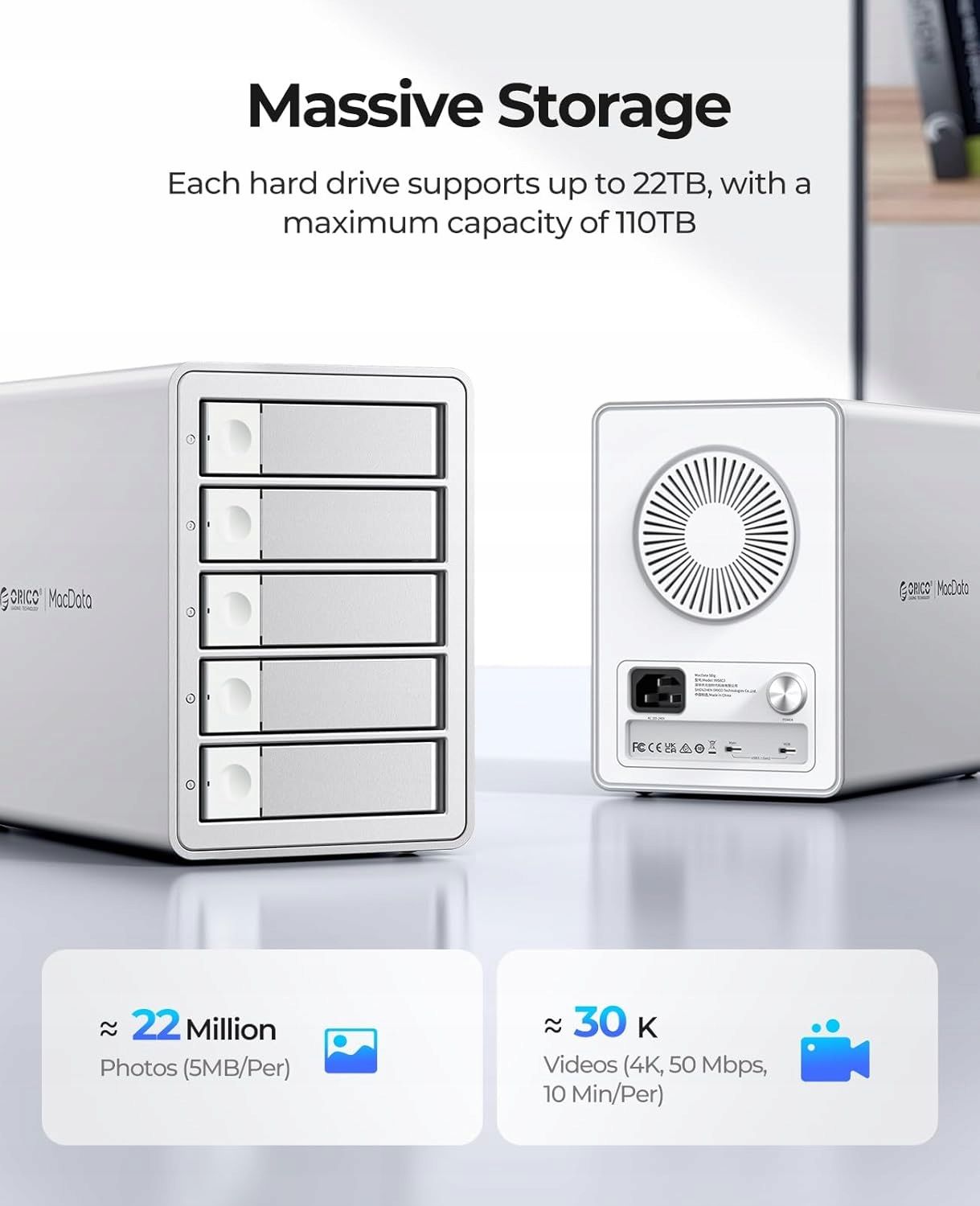 Stacja Dokująca ORICO 5x 3.5/2.5 SATA USB-C 10Gbps MAX 110TB Macierz