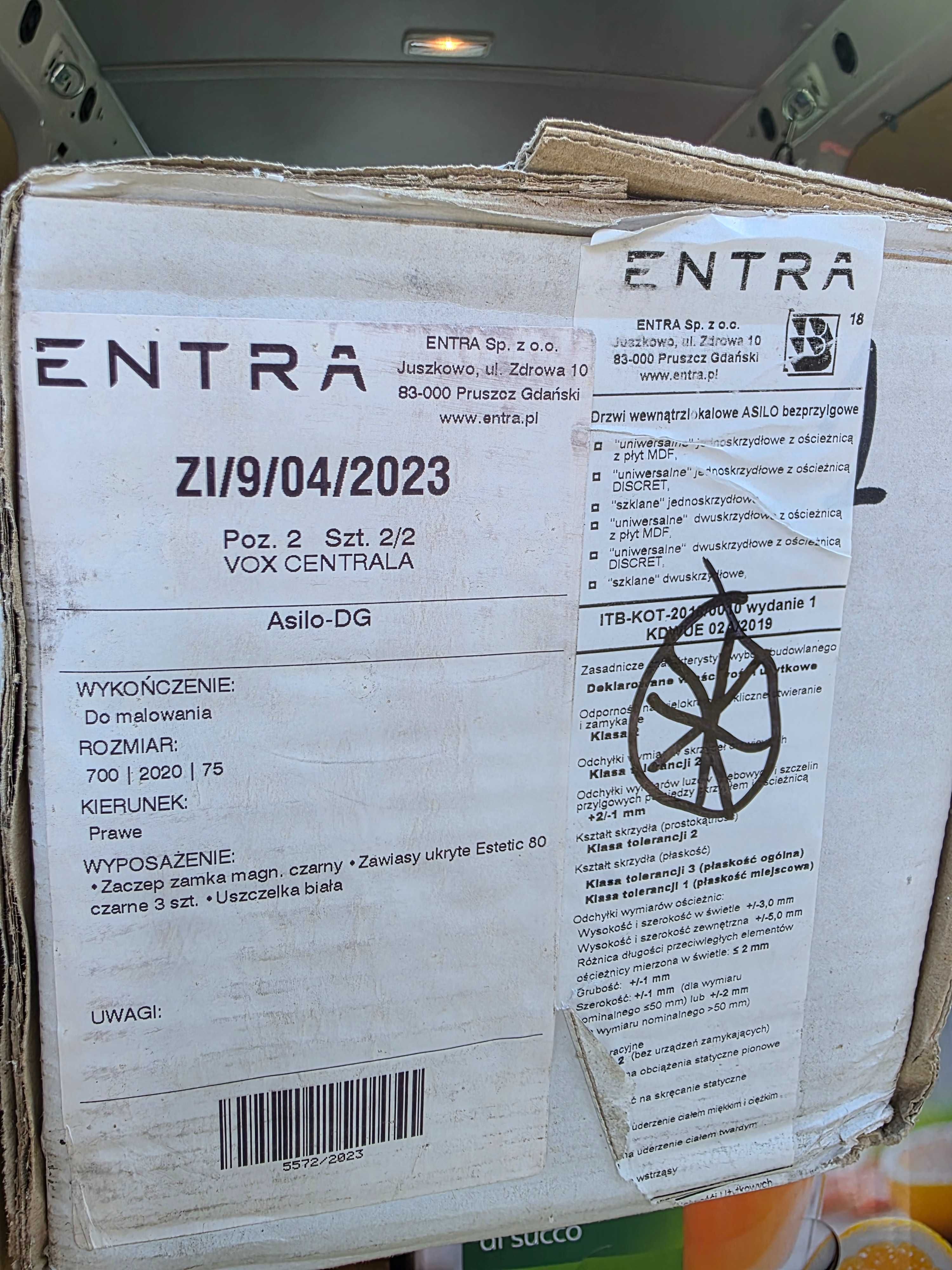 Ościeżnica ukryta do karton gipsu Entra Asilo DG Linate Zero 70cm NOWA