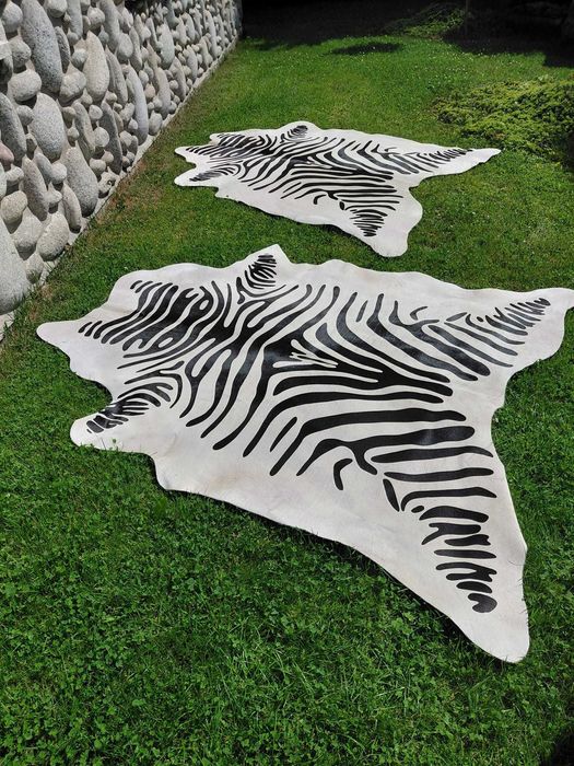 Skóra z Zebry Dywan Skóra Naturalna Zebra Skóra Bydlęca Wzór Zebry