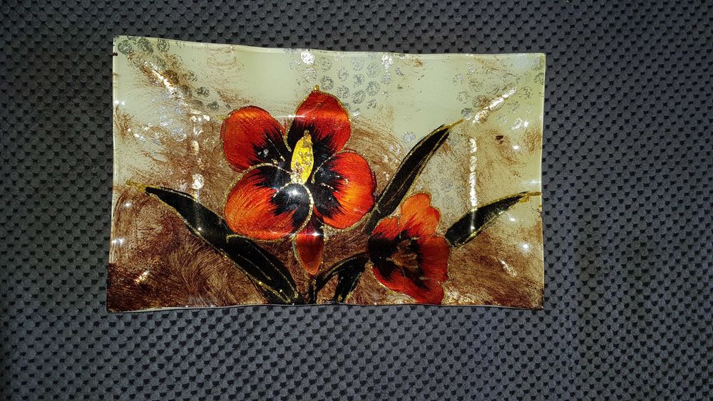 Kwiaty szklany obrazek