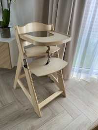 Krzesełko do karmienia drewniane olcha stan idealny rośnie z dzieckiem