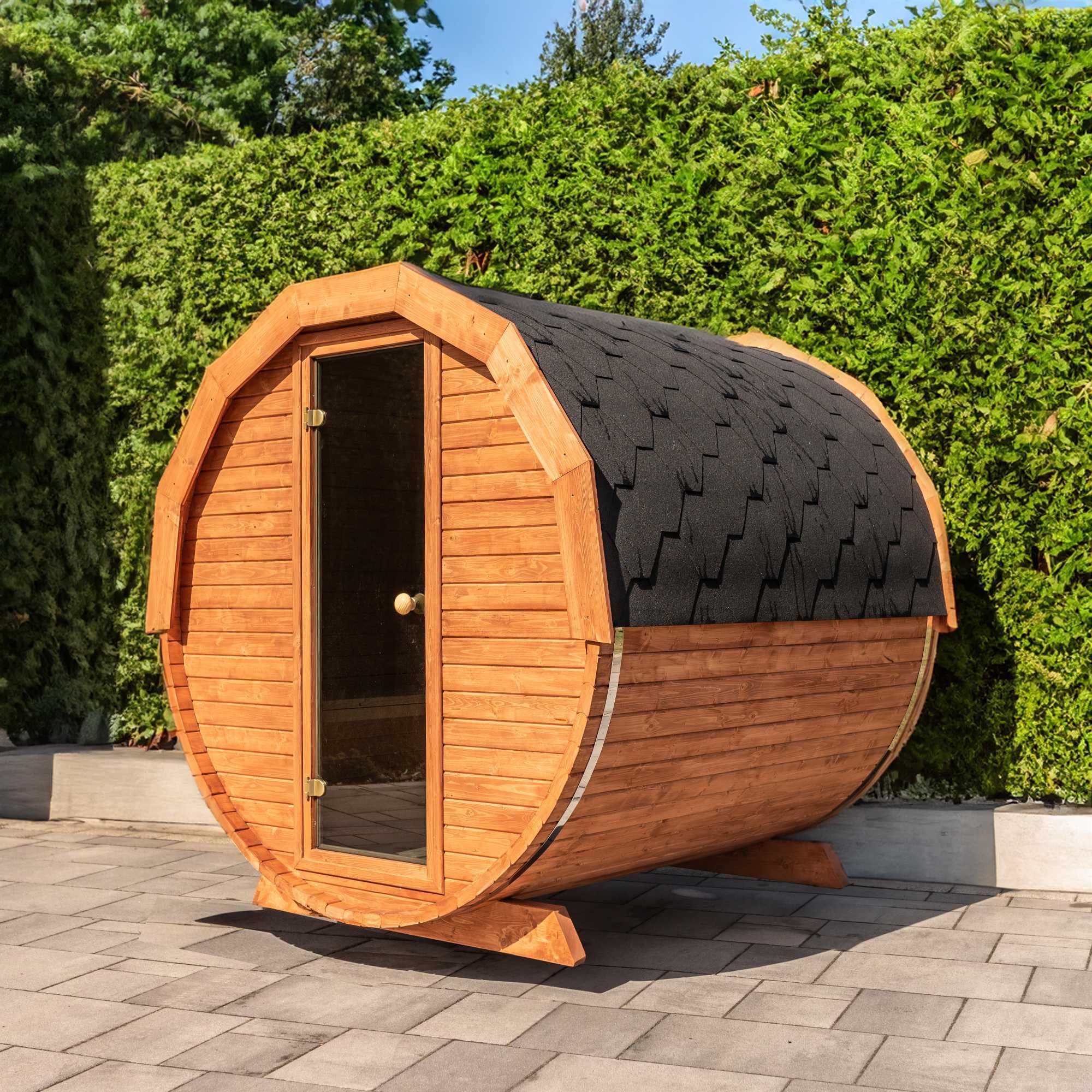 Sauna Ogrodowa Beczka Ruska Bania 200x200 cm - dobierz piec i dodatki