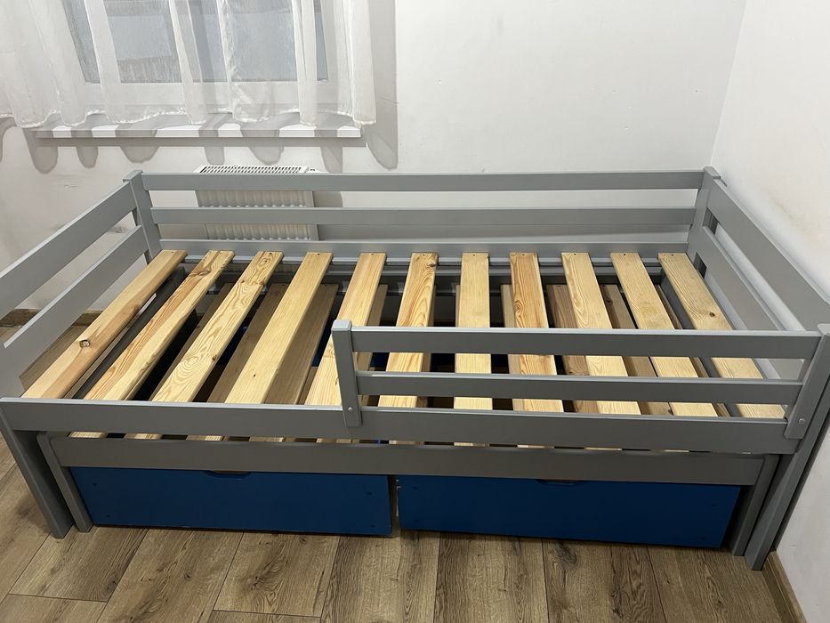 Łóżko dziecięce, dwuosobowe, dwie skrzynie