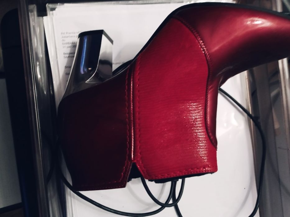 Botki 37 xa kostke damskie bordo srebro